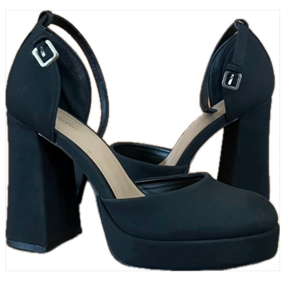 Call It Spring Black Chunky Heels - Vegan